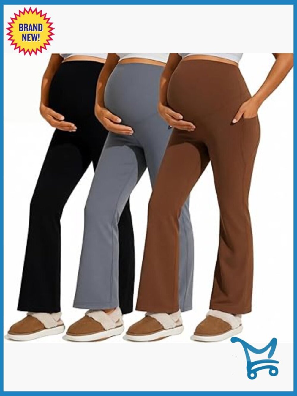 3 Pack Maternity Flare Leggings Dressy Pregnancy Pants Over Belly Work with